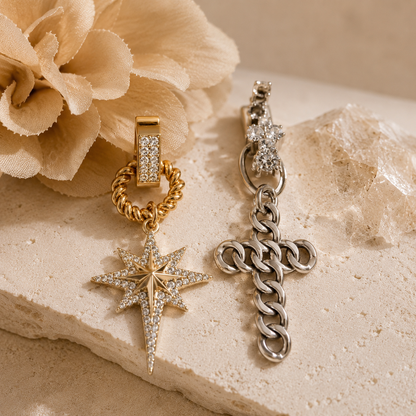 Celestial Cross Mismatch Earrings