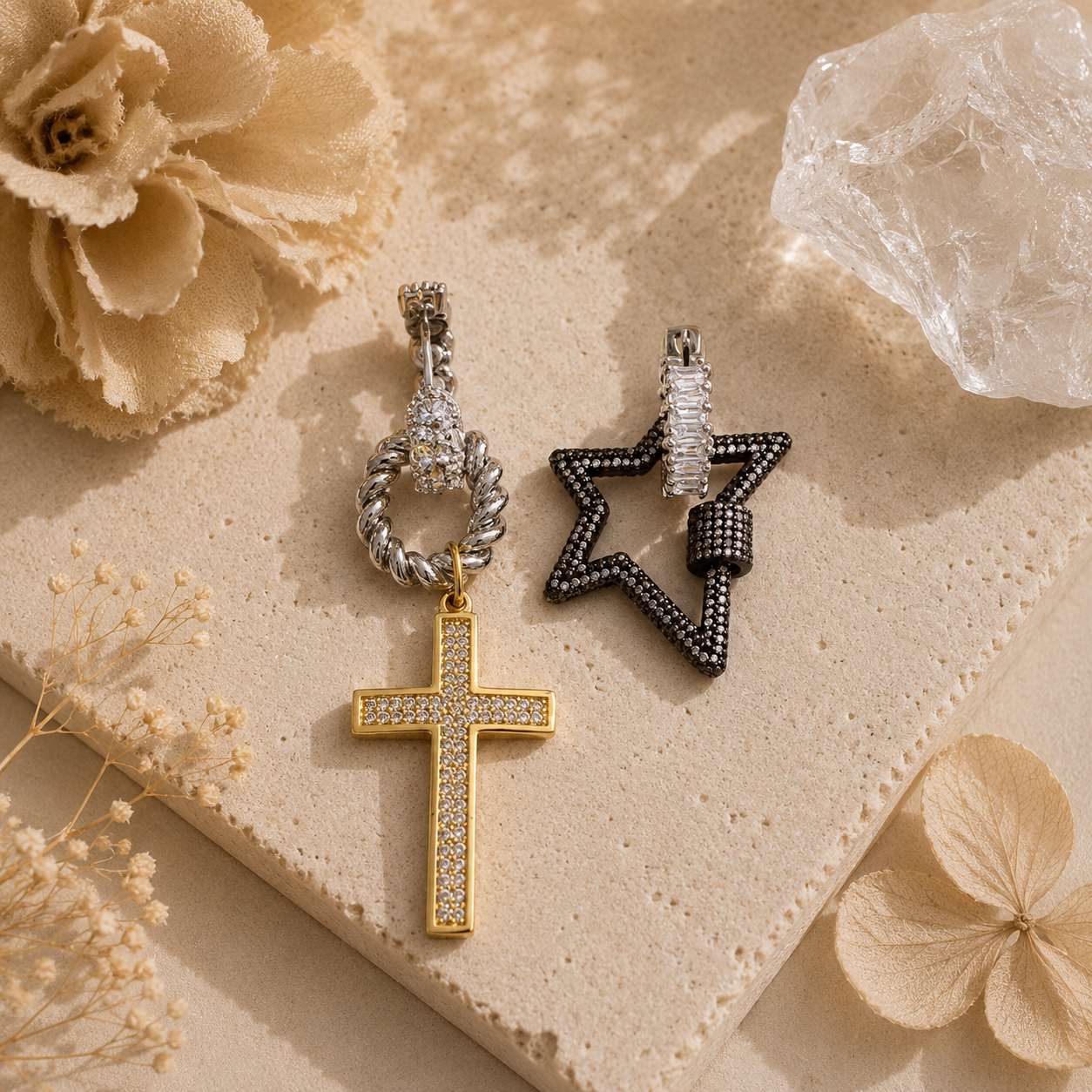 Eclipse Cross & Star Earrings