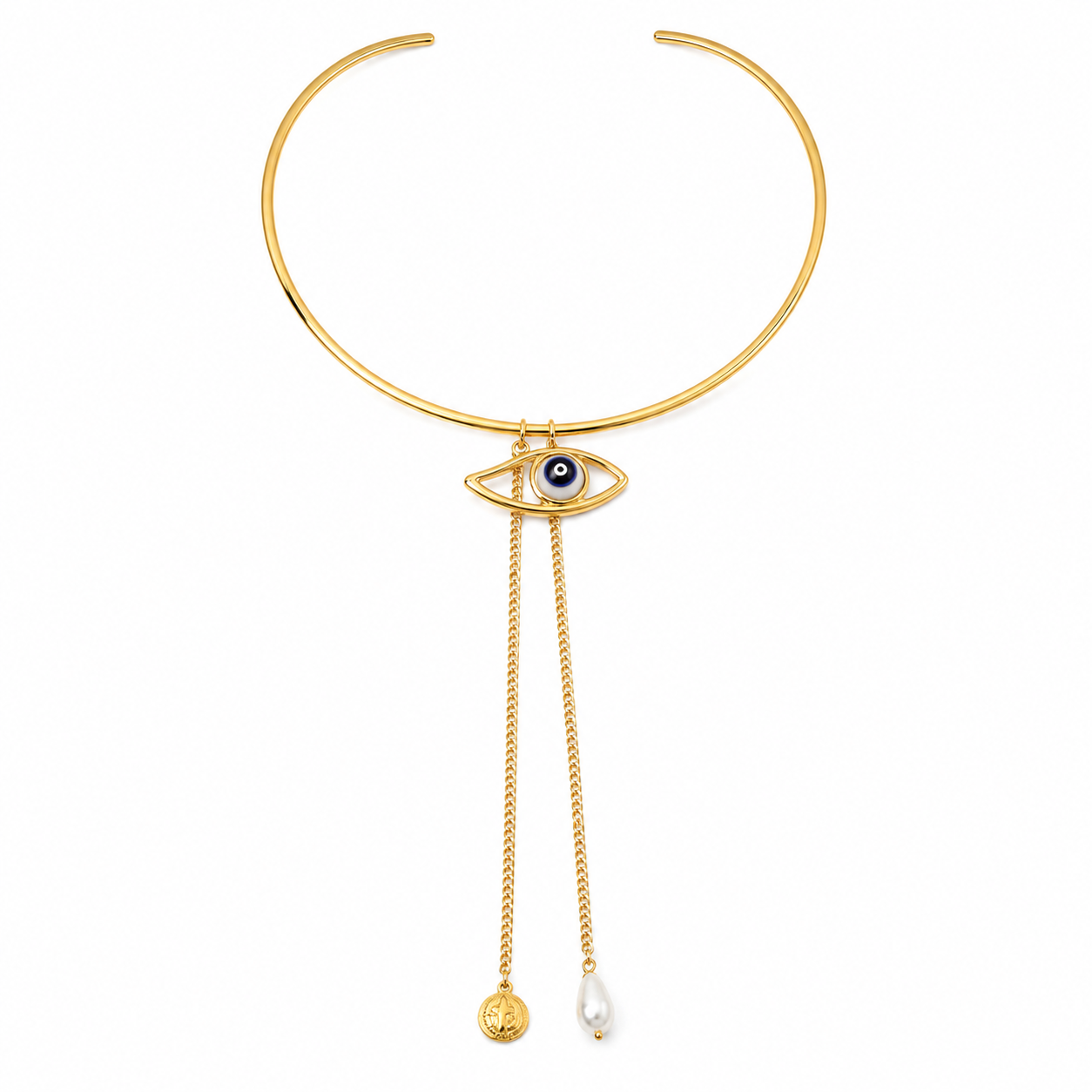 Evil Eye Pearl Choker
