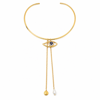 Evil Eye Pearl Choker
