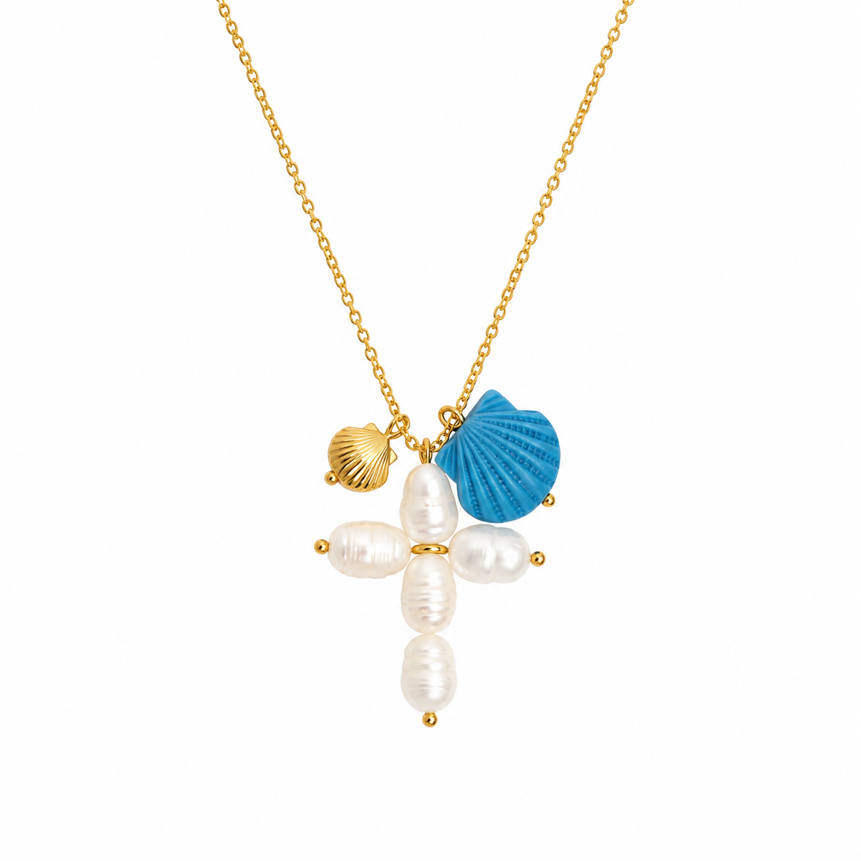 Ocean Pearl Cross Necklace