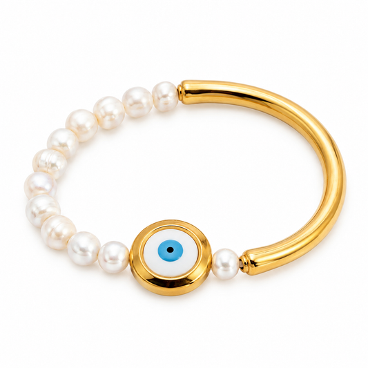 Pearl Evil Eye Bracelet