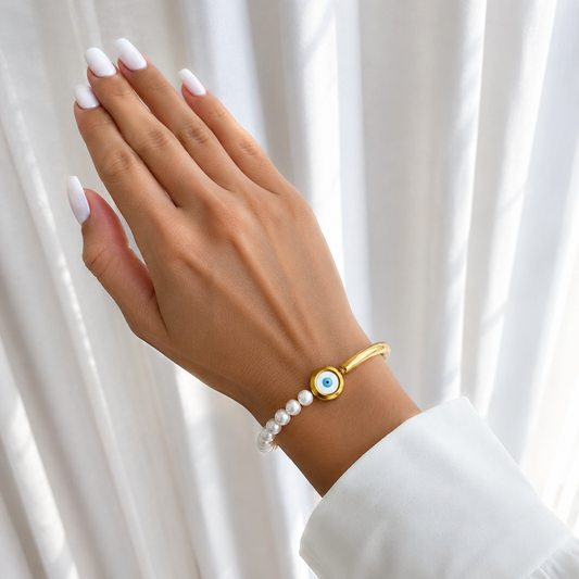 Pearl Evil Eye Bracelet