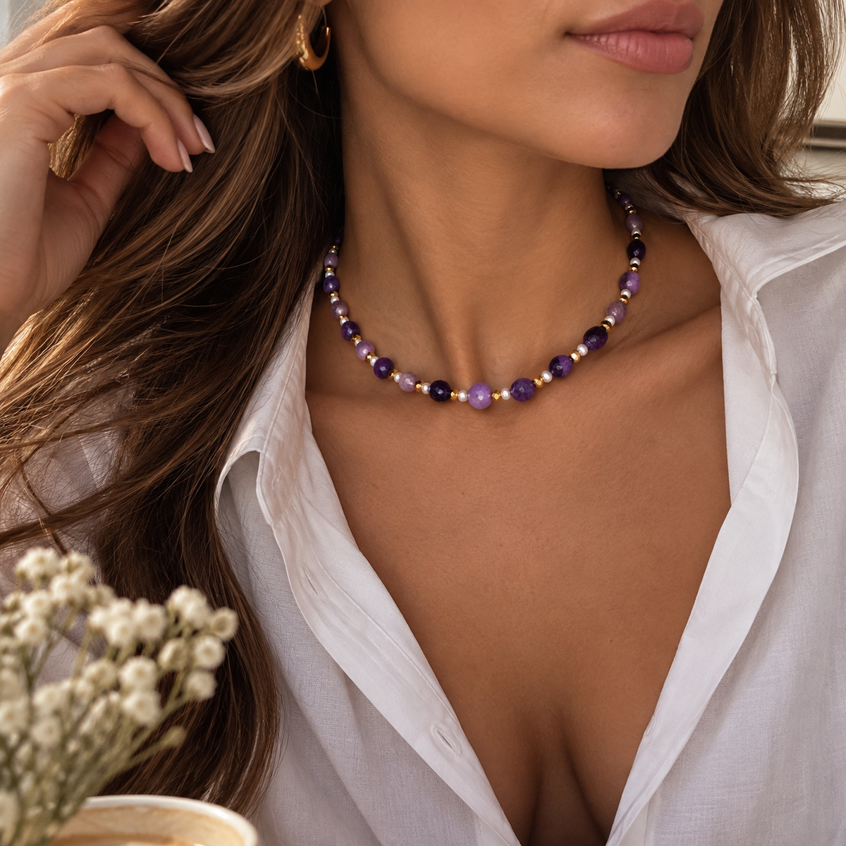 Amethyst Pearl Necklace